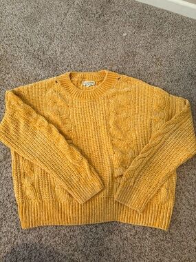 Mustard Cable Knit Crewneck Sweater
